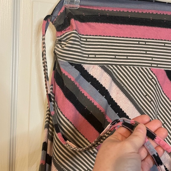 Patagonia ‘Kamala’ diagonally pink/gray striped midi skirt / halter dress sz M - Picture 7 of 9
